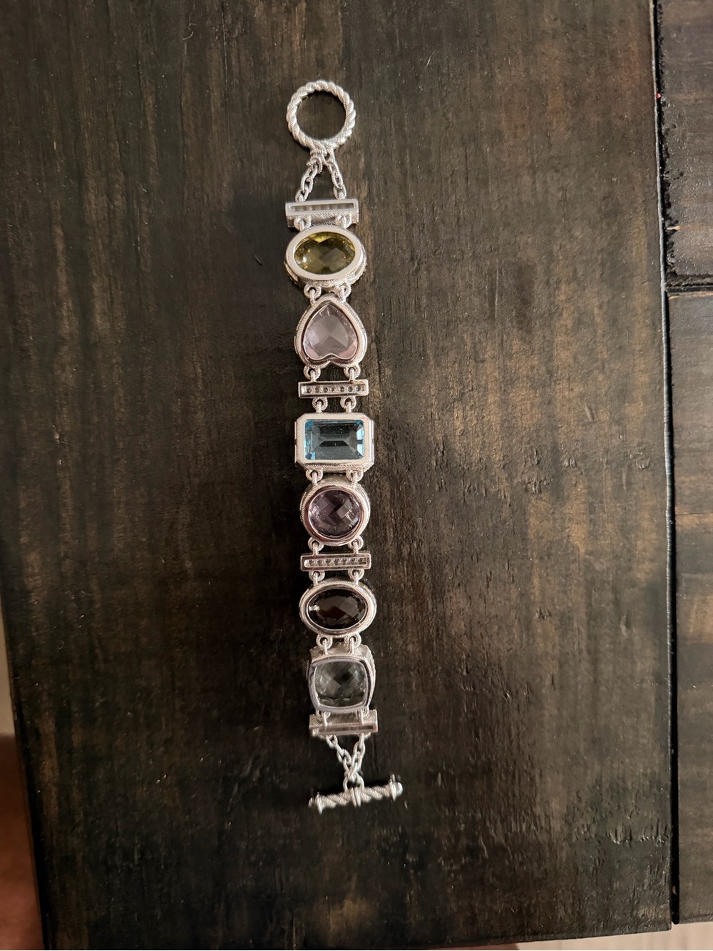 Judith Ripka Multi-Gemstone Bracelet in Yellow, Pink, Blue, Brown and Green - Picture 7 of 9